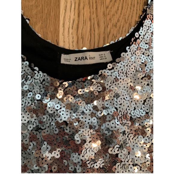 Zara Silver Sequined Sleeveless Top - Picture 2 of 2